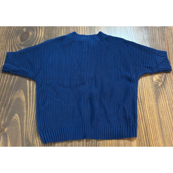 BLAIR Knit Sweater Womens Large Blue Short Sleeve Chunky Textured Pullover - Picture 2 of 6